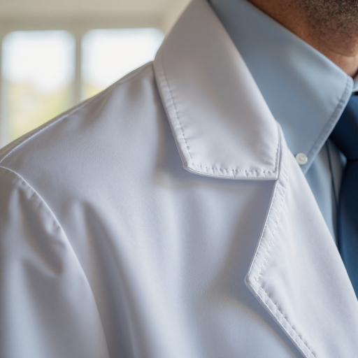 四十五岁左右男性医生头像，穿白大褂，白色背景，专业医疗形象